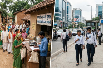 Government schemes India impact showing rural and urban contrast in policy implementation