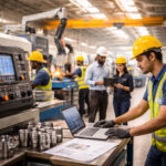 Indian manufacturing sector with workers and machinery representing Atmanirbhar Bharat initiative
