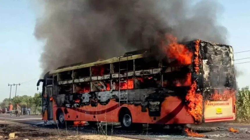 Andhra Pradesh Bus Fire Tragedy 21 Dead as Hyderabad–Bengaluru Coach Bursts Into Flames — DNA Tests Underway