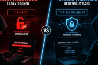 Comparison of weak vs strong password security