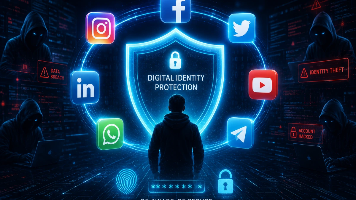Comparison between protected and hacked social media accounts with security warnings 
