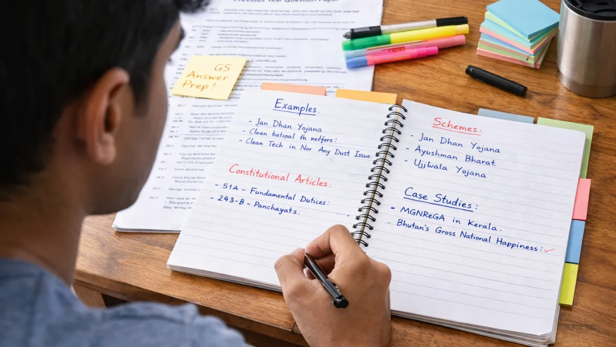 Government exam aspirant building content enrichment notes to avoid generic answers