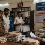 Government office in India showing citizens waiting for policy implementation services