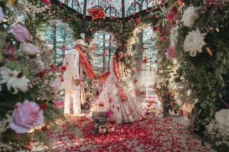 Record-breaking floral mandap at Udaipur wedding decorated with millions of marigolds and jasmine flowers