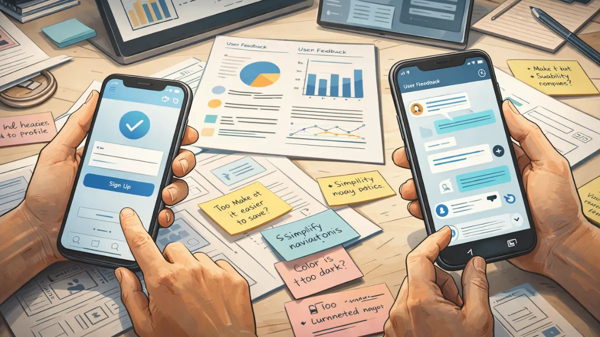 Mobile app soft launch showing early user testing and feedback