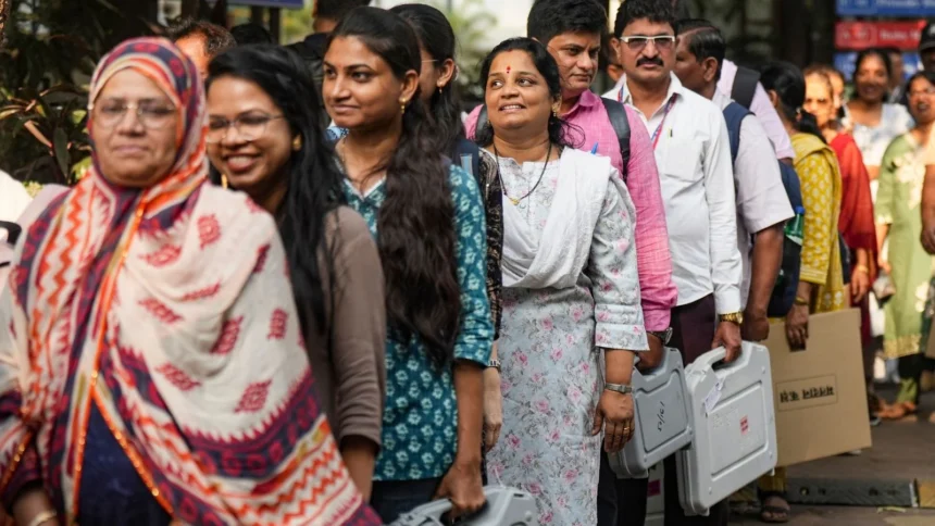 Maharashtra voters casting ballots during Maharashtra Assembly Election 2026 amid key political issues
