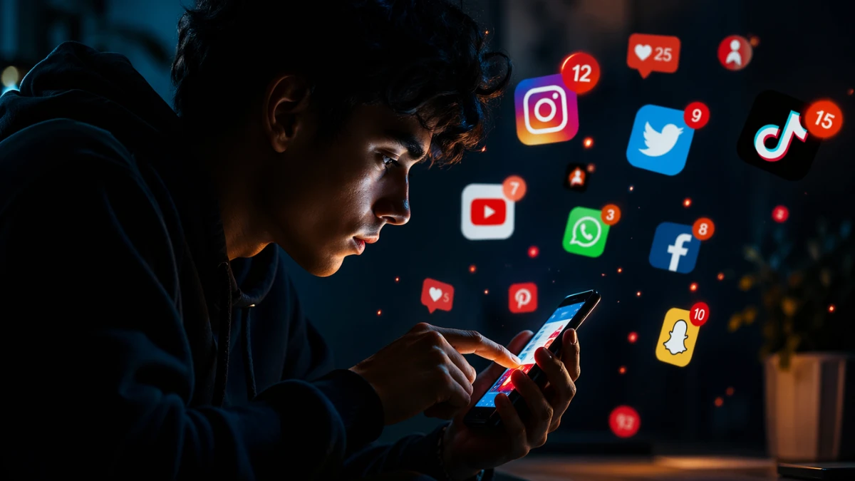 User overwhelmed by multiple social media apps during platform attention wars
