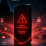 cybersecurity and safety phone hacking concept digital threat illustration