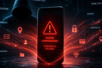 cybersecurity and safety phone hacking concept digital threat illustration