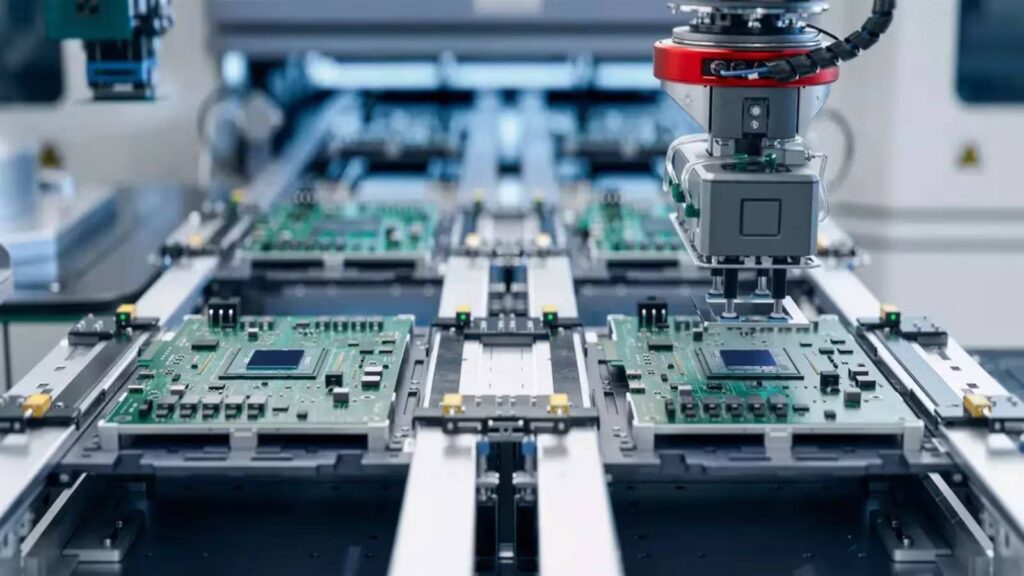 Industrial electronics assembly line inside an Indian manufacturing plant