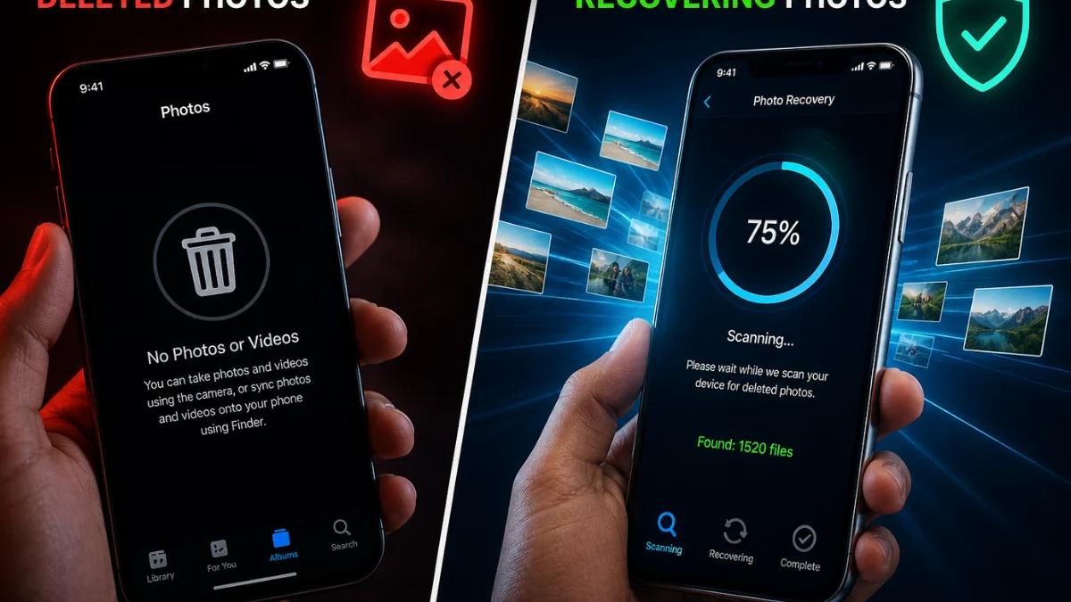 photo recovery process on mobile phone after deletion