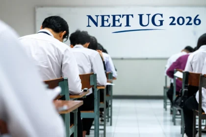 NEET UG 2026 counselling with medical students appearing for an entrance exam in a classroom