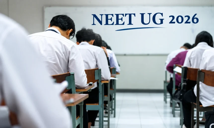 NEET UG 2026 counselling with medical students appearing for an entrance exam in a classroom