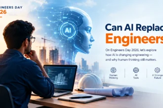Engineers Day 2026 concept showing a human engineer and artificial intelligence working together