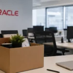 Oracle layoff: Packed office desk symbolizing employee job cuts in India