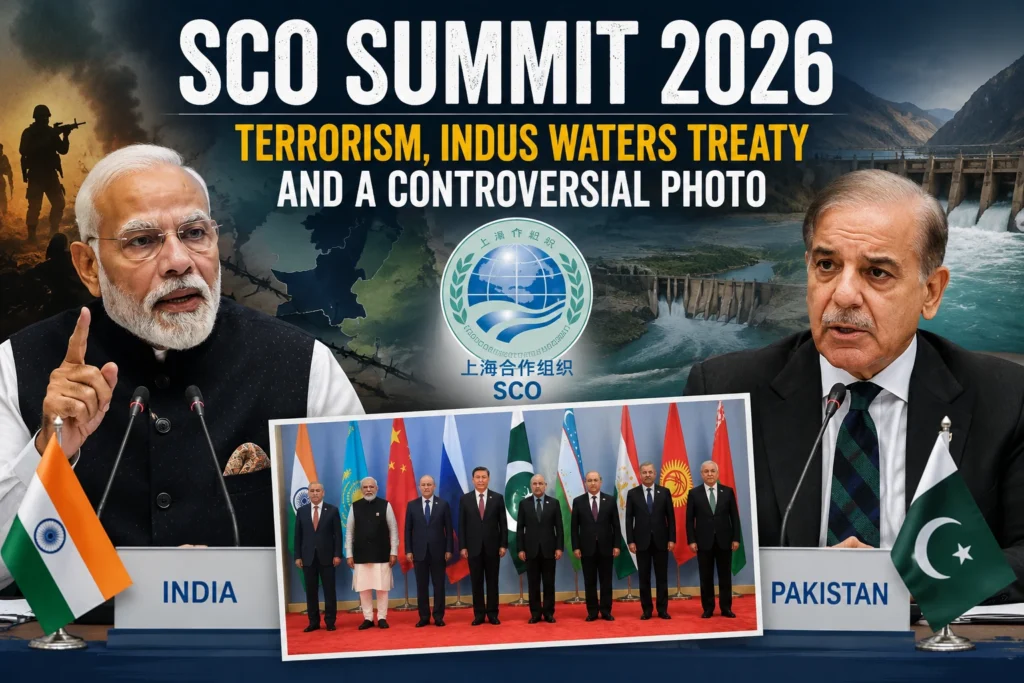 SCO Summit 2026 leaders including PM Modi and Shehbaz Sharif in Bishkek